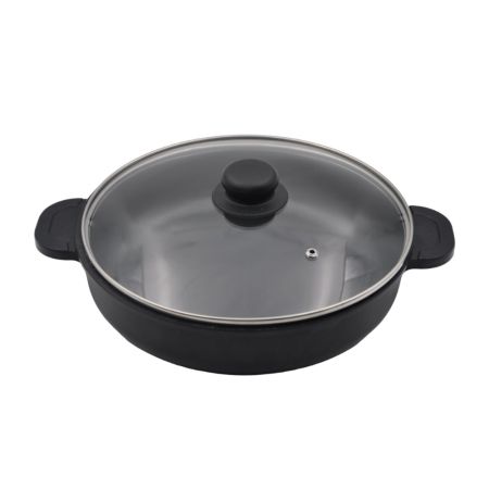 Сковорода d=26 см. h=6,5 см. 2,9 алюм.с антиприг.покрыт.глуб с крышкой с 2 ручками /1/