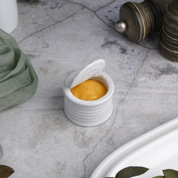 Соусник  40 мл d 4,8 см h3,3 см "Консервная банка" круглый белый фарфор P.L. Proff Cuisine [6]
