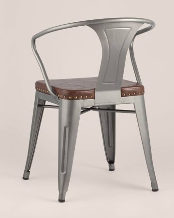 Стул TOLIX ARMS SOFT с подлокотниками серебристый