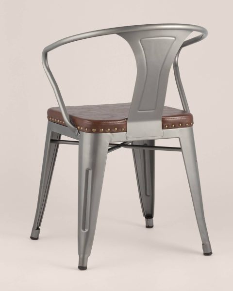 Стул TOLIX ARMS SOFT с подлокотниками серебристый