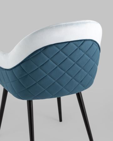 Стул Новел велюр светло-голубой с синей спинкой