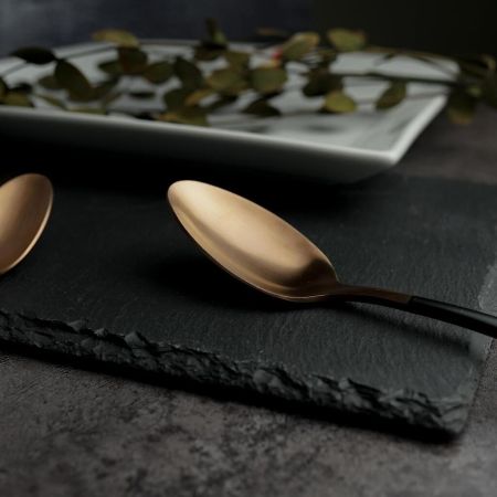 Ложка столовая 21 см матовая медный цвет черная ручка PVD Provence P.L. [12]