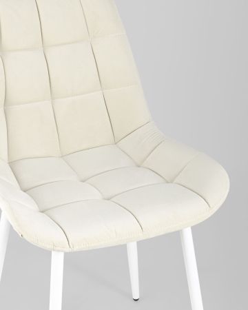 Стул Флекс велюр светло-бежевый белые ножки