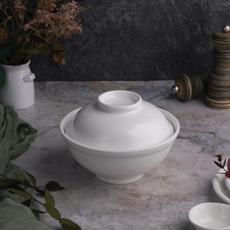 Бульонница мисосупница 450 мл d 15,3 см h10,5 см с крышкой белая фарфор P.L. Proff Cuisine [3]