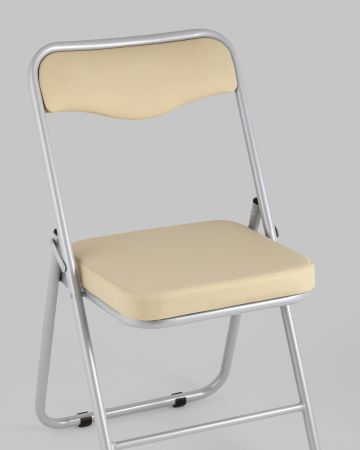 Складной стул Джонни экокожа кремовый каркас металлик