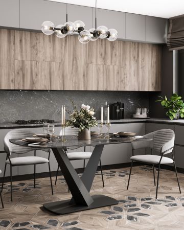 Стол обеденный Аврора 160*90 керамика черная