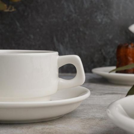 Кофейная пара 100 мл белая d 7,5 см h4,5 см фарфор Stackable P.L. Proff Cuisine [6]