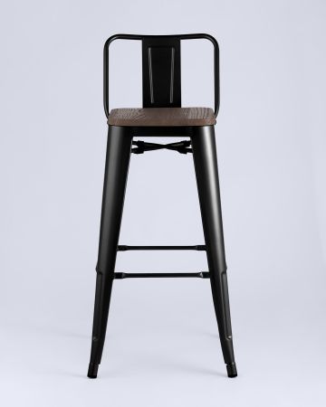 Стул барный TOLIX WOOD со спинкой черный глянцевый
