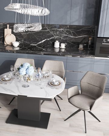 Стол обеденный Хлоя раскладной 120-180*90 керамика светлая