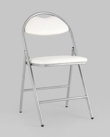 Стул складной Hagen экокожа белый каркас металлик