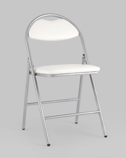 Стул складной Hagen экокожа белый каркас металлик