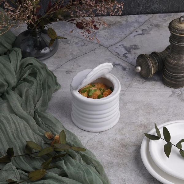 Соусник 225 мл d 80 см h6,5 см "Консервная банка" круглый белый фарфор P.L. Proff Cuisine [6]
