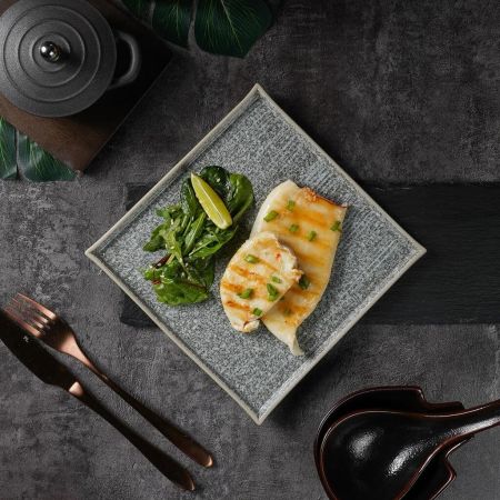 Тарелка 20*20 см h1,1 см квадратная глазурь Glossy Stone Untouched Taiga P.L. Proff Cuisine [1]