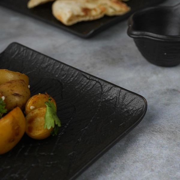 Блюдо прямоугольное 29,5*14,8 см h2 см с бортами Side Up2 Black Raw Wood P.L. Proff Cuisine [4]