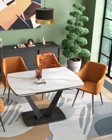 Стол обеденный Клео раскладной 120-180*80 керамика светлая