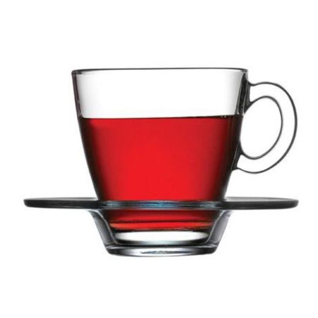 Чайная пара 215 мл "Аква "прозрачная стекло Tempered Glass d 13 см h8,3 см Pasabahce [6]