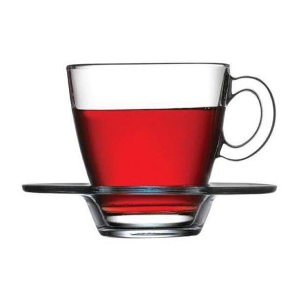 Чайная пара 215 мл "Аква "прозрачная стекло Tempered Glass d 13 см h8,3 см Pasabahce [6]