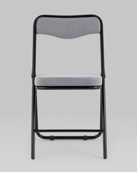 Складной стул Джонни велюр серый каркас черный матовый