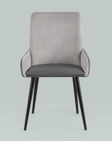 Стул Мюнхен экокожа серая велюр серый