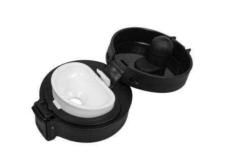 Термокружка  0.3 л белая с защелкой и присоской  нержавеющая сталь / пластик