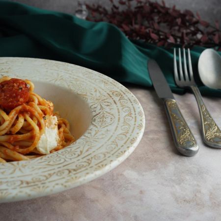 Тарелка глубокая 450 мл d 24,7 см h5,5 см изогнутый борт для пасты, для супа Antico By Bone [6]