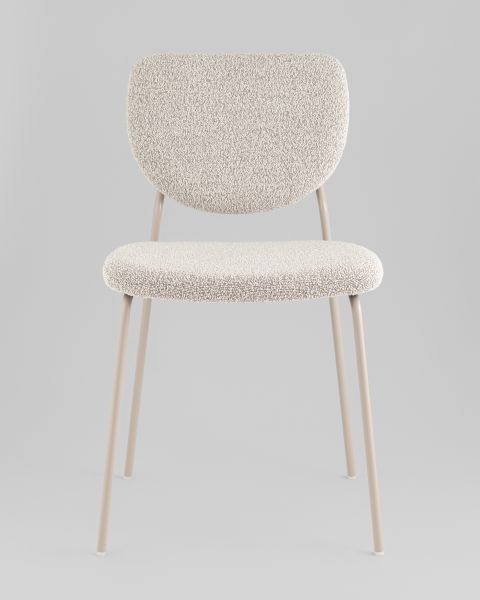 Стул обеденный Gigi серо-бежевый букле кремовые ножки