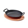 Сковорода для подачи на дерев. подст. 19*14 см овальная красная чугун 2 ручки LAVA