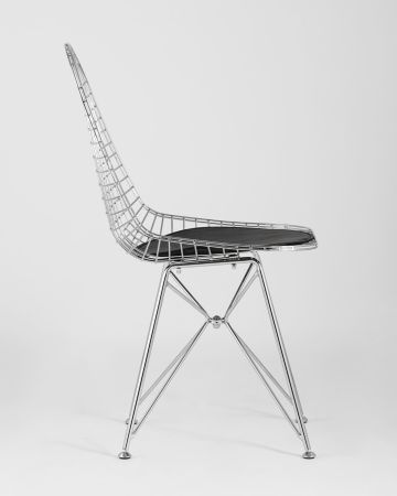 Стул обеденный Eiffel хромированный с черной подушкой