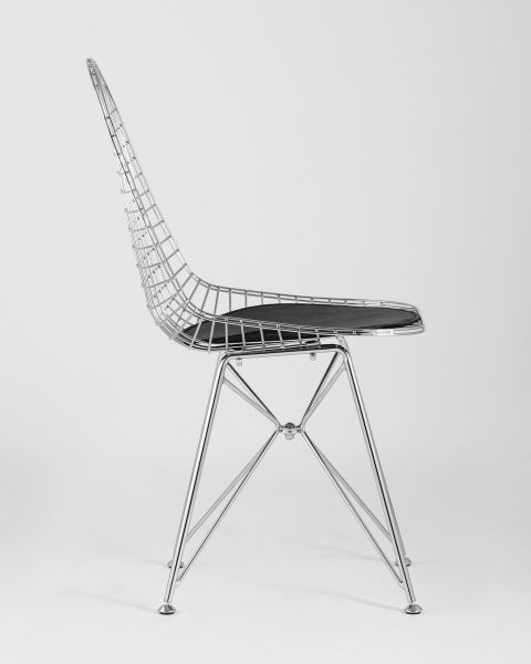 Стул обеденный Eiffel хромированный с черной подушкой