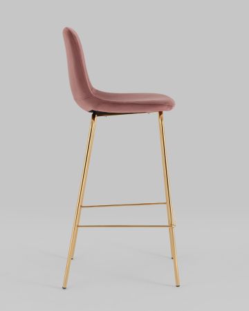 Стул барный Валенсия SN велюр пыльно-розовый золотые ножки