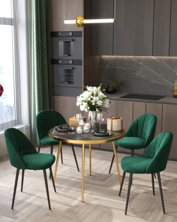 Стол обеденный Гелиос 100*100 стекло черный мрамор сталь золото