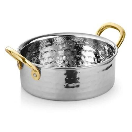 Кастрюля для подачи 13,9 см h5 см 650 мл Dents круглая нерж. 2 ручки золото P.L. Proff Cuisine