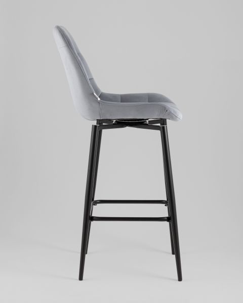 Стул барный Флекс с поворотным механизмом велюр велютто серый