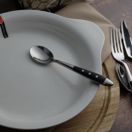 Ложка кофейная 13,8 см ручка черный пластик Grazia P.L. Proff Cuisine [12]