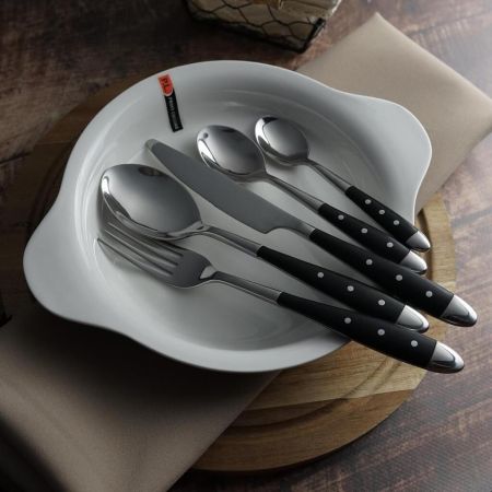 Ложка кофейная 13,8 см ручка черный пластик Grazia P.L. Proff Cuisine [12]