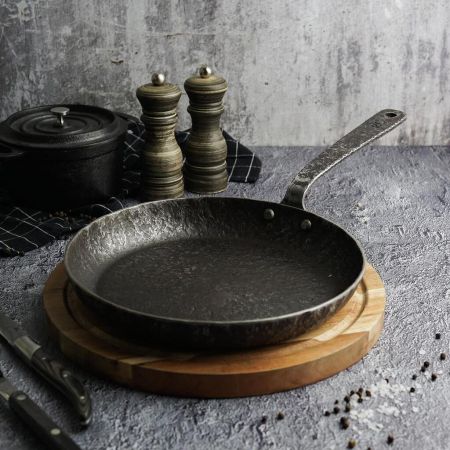 Сковорода для подачи 24 см h3,3 см круглая "Vintage Blued" углерод. сталь ИНДУКЦИЯ P.L.