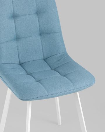 Стул Chilly рогожка голубой ножки белые