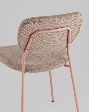 Стул обеденный Gigi шенилл коричневый розовые ножки