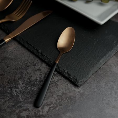 Ложка чайная 16,1 см матовая медный цвет черная ручка PVD Provence P.L. [12]