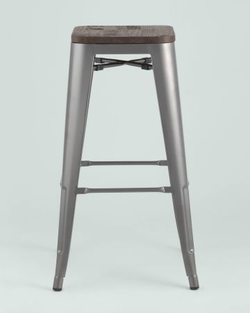Стул барный TOLIX WOOD серебристый матовый