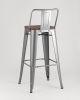 Стул барный TOLIX WOOD со спинкой серебристый матовый