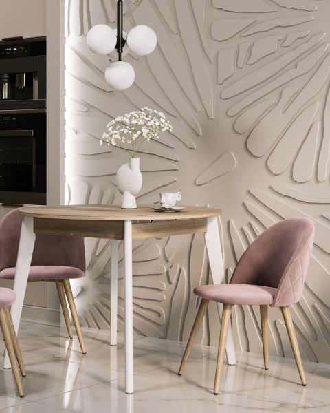 Стол Rondo 100-135*100 дуб/белый