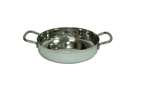 Сковорода порц. d=18 см. h=3,5 см. 0,85 л. нерж. глубокая с 2 ручками MGsteel /1/12/