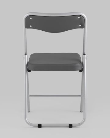 Складной стул Джонни экокожа серый каркас металлик