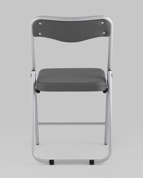 Складной стул Джонни экокожа серый каркас металлик