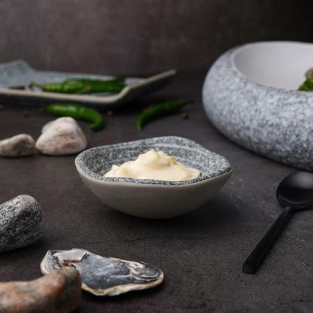 Соусник  45 мл 7,7*7,2 см h3,2 см овальный фарфор Stone Untouched Taiga P.L. Proff Cuisine [1]