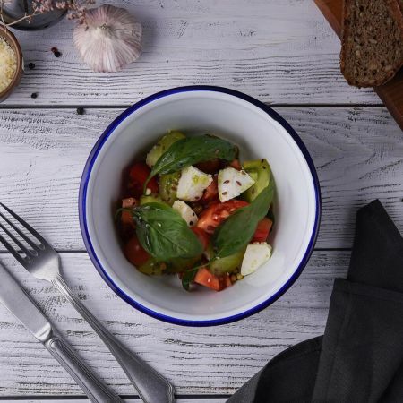 Салатник 1250 мл d 17,5 см h8 см Blue Rim эмалированая сталь SUNNEX [1]