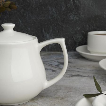 Чайник 450 мл d 10,1 см h11 см с фильтром белый фарфор P.L. Proff Cuisine [1]