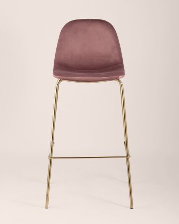Стул барный Валенсия велюр пыльно-розовый золотые ножки