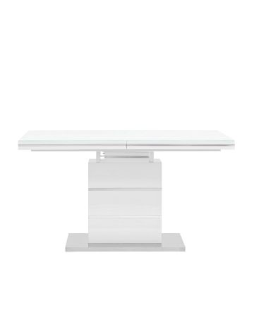 Стол обеденный Глазго раскладной 140-170*80 глянцевый белый